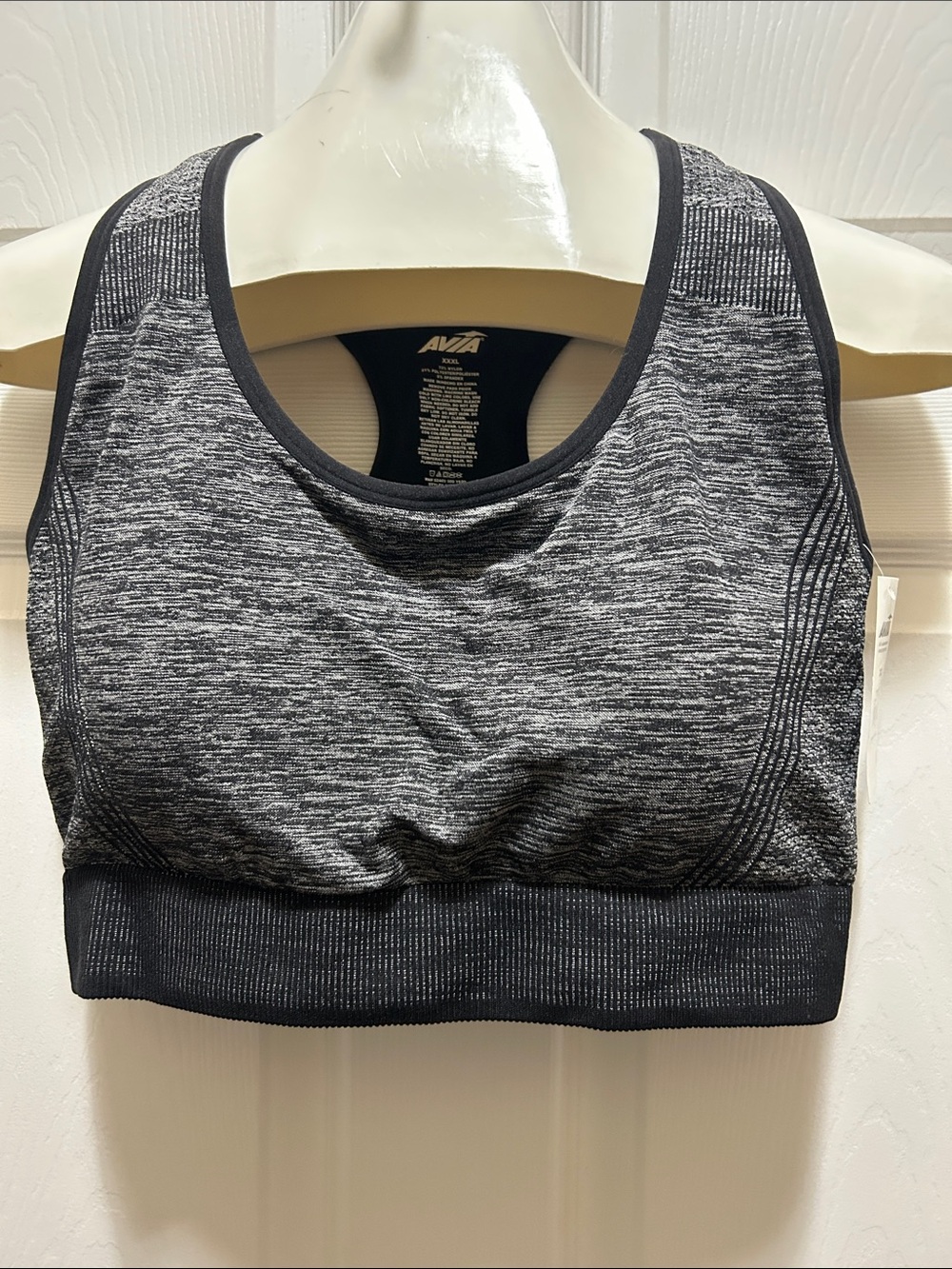 Avia Gray Heathered Racerback Sports Bra, XXXL, New with Tags